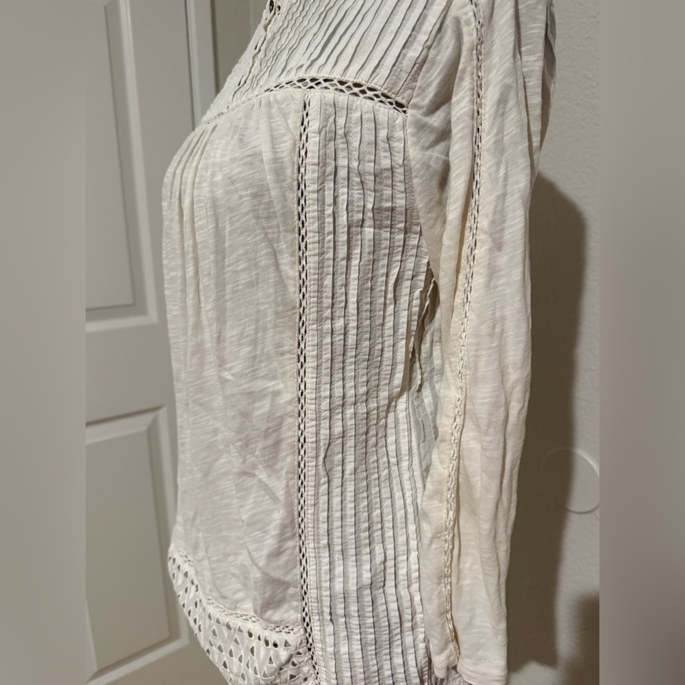 Lucky Brand Ivory Blouse with Crochet Accents - Picture 4 of 5
